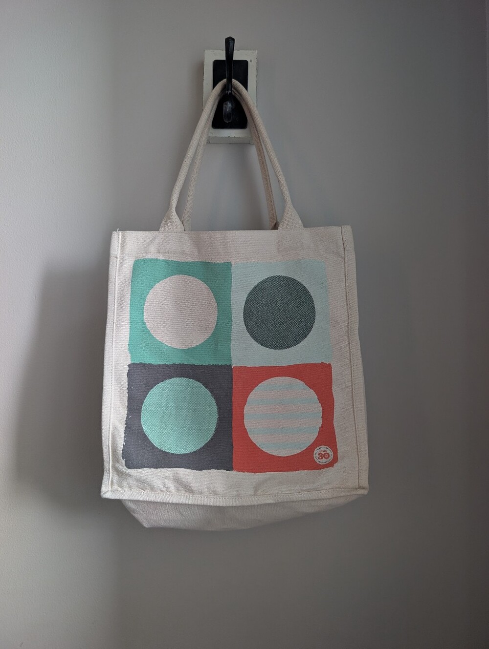 Fossil Canvas Tote Bag with Geometric Circles Design 30th Anniversary Edition
